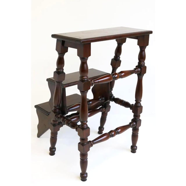 Antique English Victorian Library Stairs, 1920s For Sale - Image 12 of 13