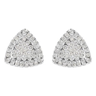 14K White Gold 1/2 cttw Trillion Shaped Diamond Stud Earrings (H-I Clarity, SI2-I1 Color) For Sale