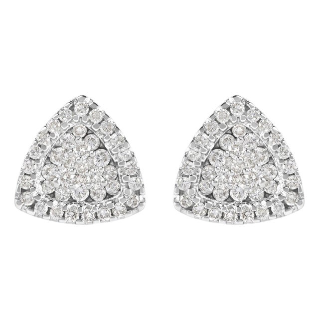 14K White Gold 1/2 cttw Trillion Shaped Diamond Stud Earrings (H-I Clarity, SI2-I1 Color) For Sale