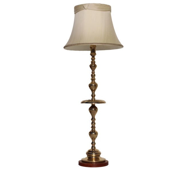 1960s Hollywood Regency Brass Floor Lamp with Shade For Sale