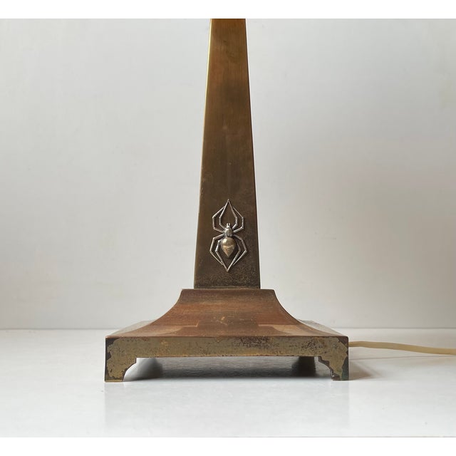 Art Deco Black Widow Table Lamp in Bronze, 1930s For Sale - Image 3 of 15