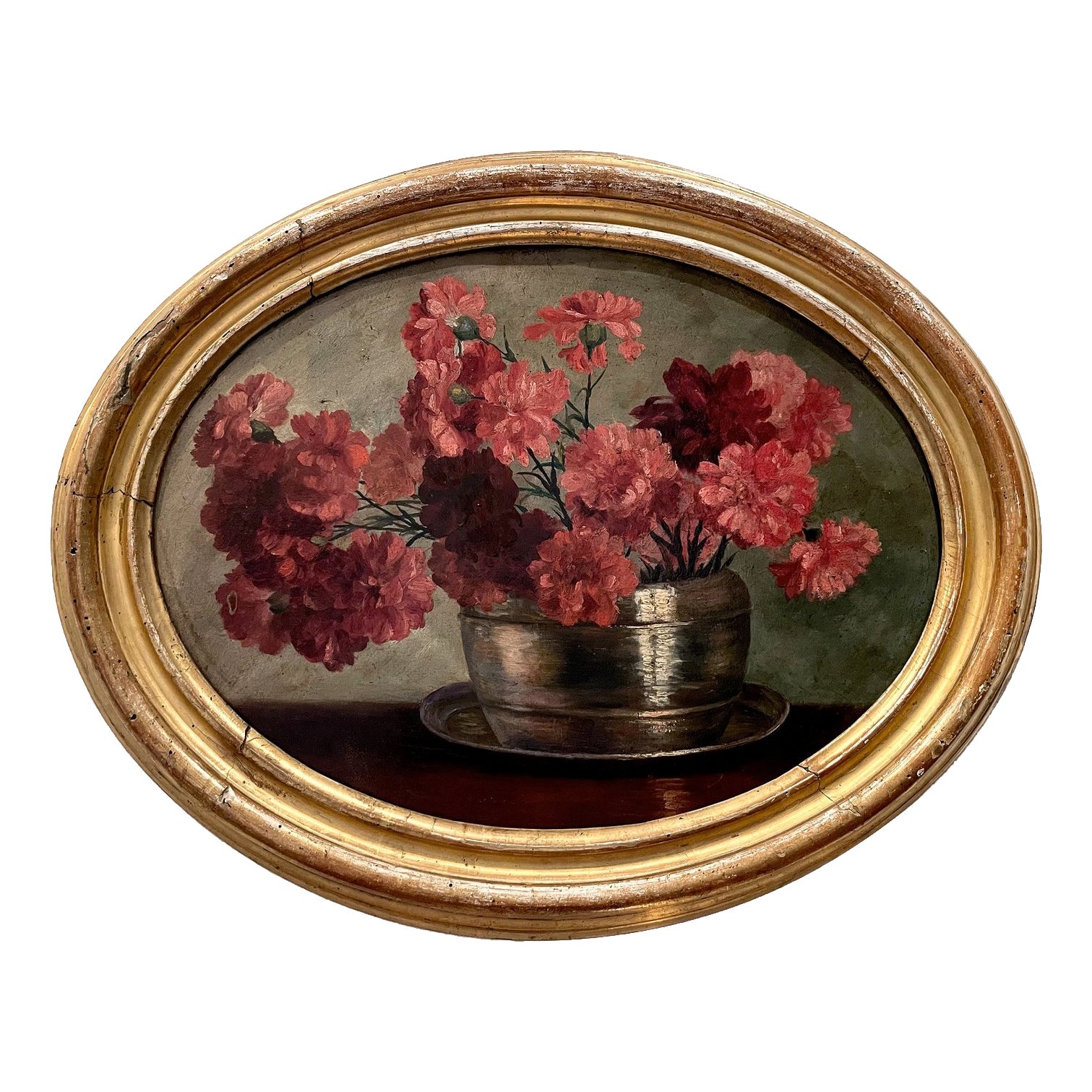 Italian School, Floral Still Life with Red Flowers, 1890s, Oil on Board ...