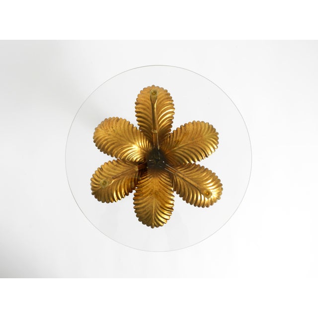 Glass Mid-Century Florentine Gilded Side Table with Large Leaves and Glass Top, 1960s For Sale - Image 7 of 18