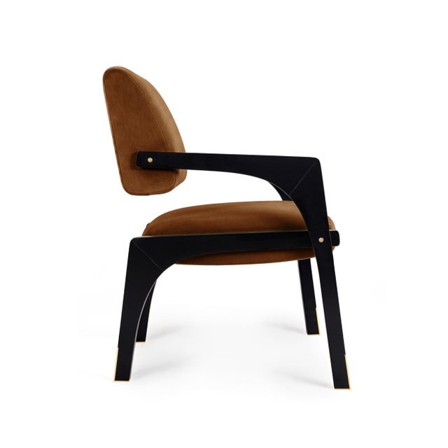 Black Arches Dining Chair in Camel Cotton Velvet from Insidherland For Sale - Image 8 of 8