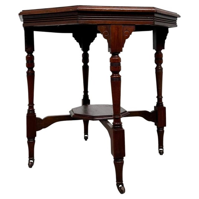 2000 - 2009 Vintage Octagonal Side Table in Mahogany For Sale - Image 5 of 7