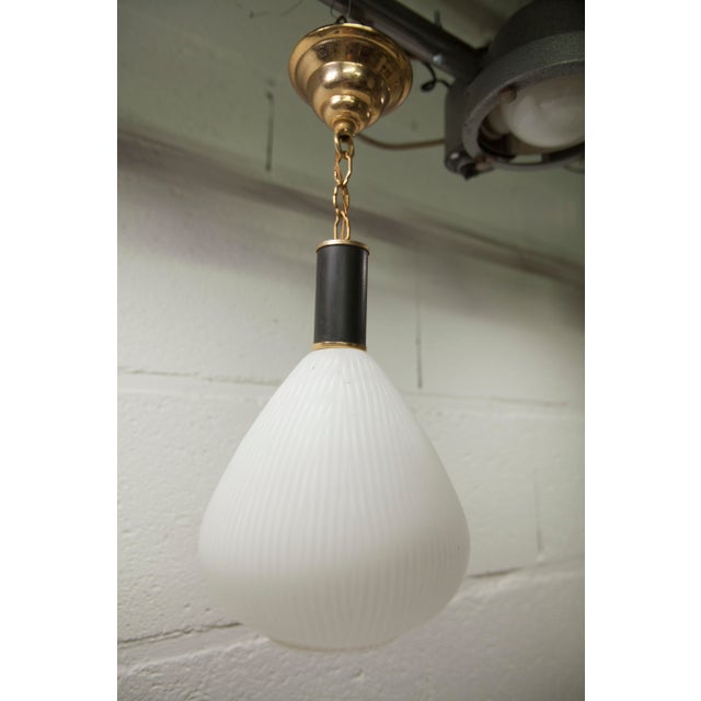 Mid-Century Pendant Light in Brass and Zebra-Striped Glass, 1950s For Sale - Image 6 of 11