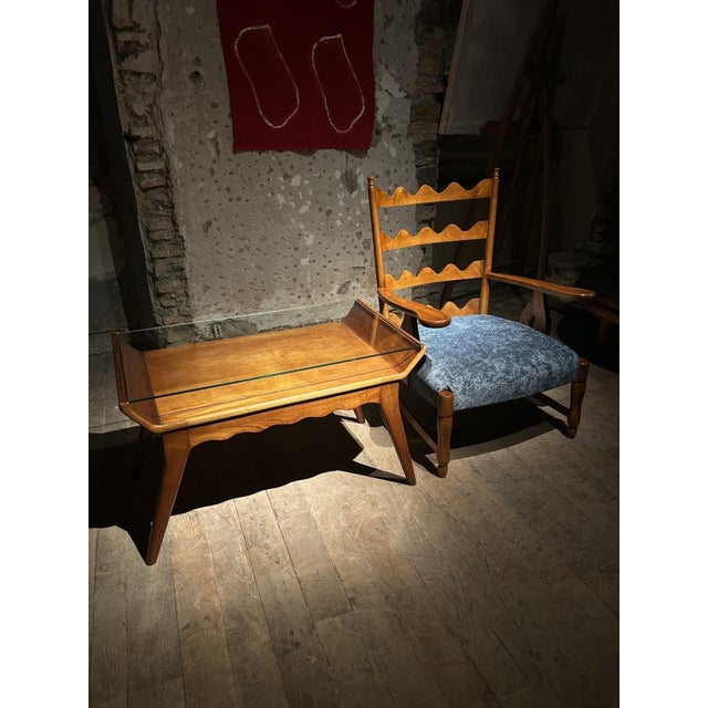 Blue Armchairs and Coffee Table by Paolo Buffa, 1950, Set of 3 For Sale - Image 8 of 11