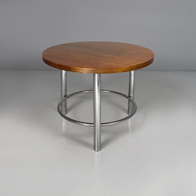 Italian Bauhaus Round Coffe Table in Wood and Metal, 1930s For Sale - Image 17 of 17