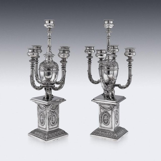 Metal Antique German Hanau Silver Candelabras, 19th Century, Set of 2 For Sale - Image 7 of 18