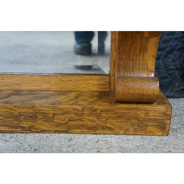 Antique Victorian Quartersawn Oak American Empire Mantel Mirror Backsplash 60" For Sale - Image 12 of 12