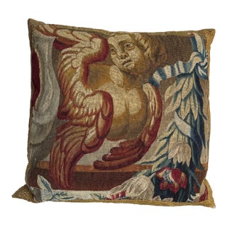 Early 17th Century Brussels Wool & Silk Tapestry Pillow Circa 1600 For Sale