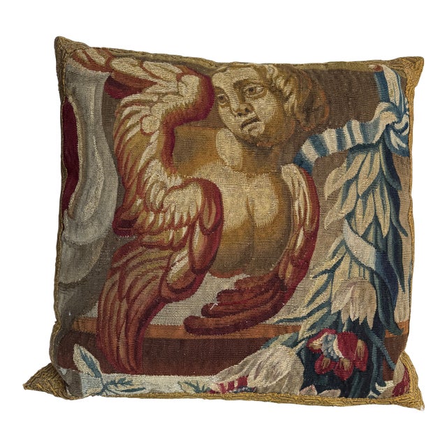 Early 17th Century Brussels Wool & Silk Tapestry Pillow Circa 1600 For Sale