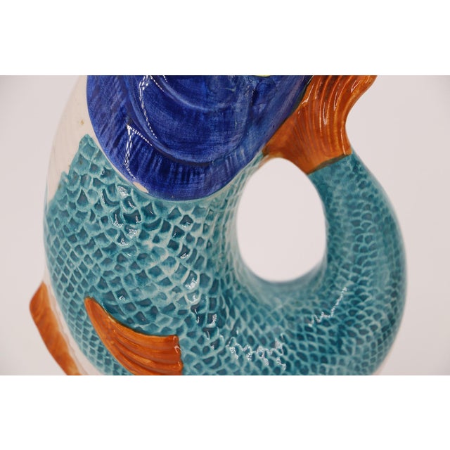 Blue Antique Portuguese Palissy Ware Set of Two Gurgle Jugs, Pitcher, Earthenware For Sale - Image 8 of 18