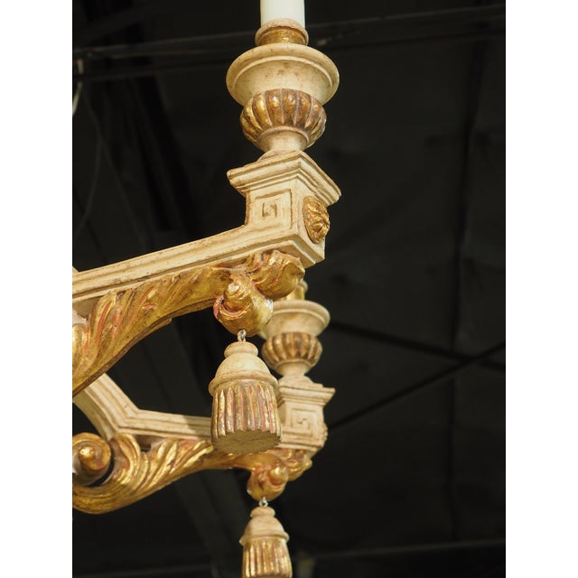 Large Early 1900s Painted and Gilded Wooden Chandelier From Italy, 72.5 X 49 In For Sale - Image 16 of 18