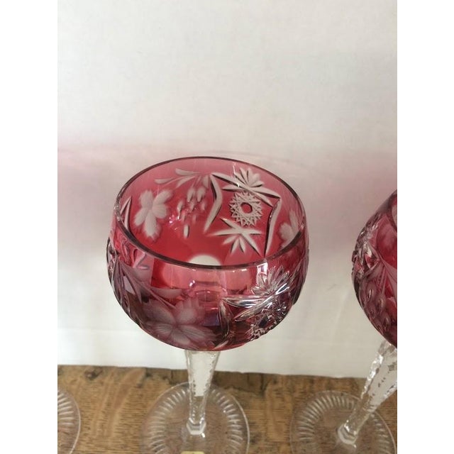 1940sPink Crystal Cut to Clear Goblets, Set of Four For Sale - Image 4 of 11