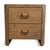 Modern farmhouse style rounded oak veneer nightstand with two drawers. Tawny brown finish and black iron ring drawer...
