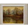 Reflections on Forest Pond in the English Countryside with Warm Yellows & Browns, by 20th Century British Artist,...