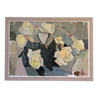 Pastel Roses, 1950s, Oil on Canvas, Framed For Sale