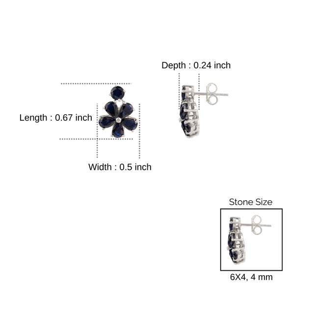 Blue Elegant Silver Sapphire Blossom Drop Earrings for Valentine's Day Gifts- A Pair For Sale - Image 8 of 12