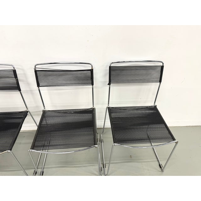 1980s Italian Black and Chrome Spaghetti Chairs Design, 1980s, Set of 6 For Sale - Image 5 of 18