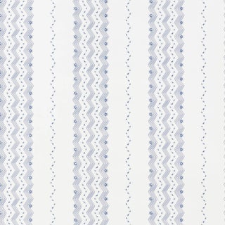Sample - Schumacher Nauset Stripe Wallpaper in Indigo For Sale
