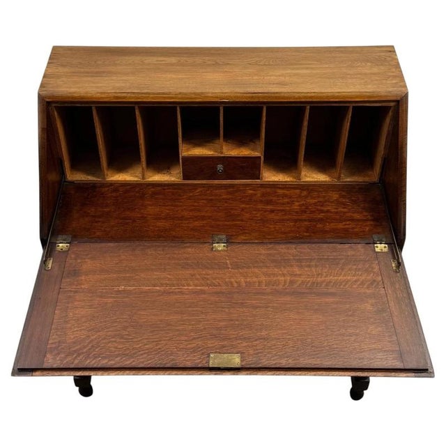2000 - 2009 Early 20th Century Antique English Jacobean Oak Bureau For Sale - Image 5 of 14