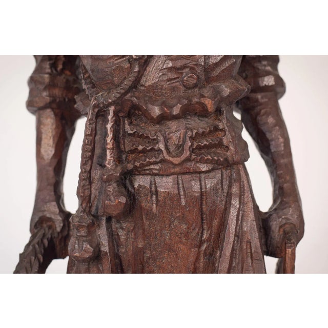 Brown Hand-Carved Wooden Sculpture of a Male Figure For Sale - Image 8 of 18