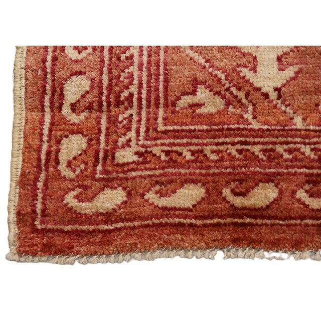 10x13 Terra Cotta Floral Oushak Rug | 9'11"x12'11" Ivory Wool Afghan Hand-Knotted For Sale - Image 10 of 11