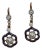 1910s Edwardian Diamond Sapphire Silver and 14k Rose Gold Flower Drop Earrings, A Pair For Sale