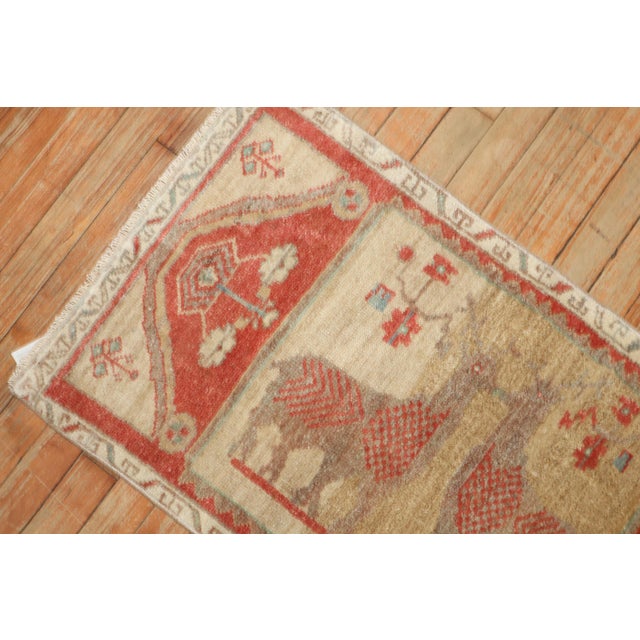 Mid 20th Century Mid 20th Century Turkish Deer Pictorial Figurative Rug - 1'10" x 3'2" For Sale - Image 5 of 6