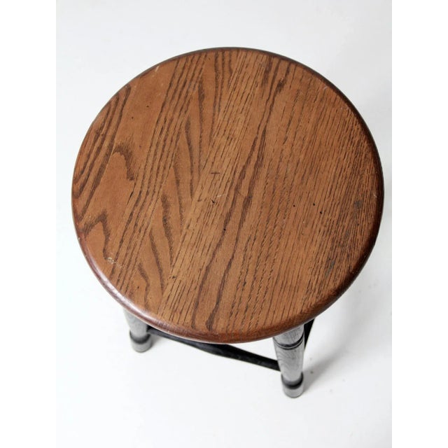 Black Vintage Wooden Stool For Sale - Image 8 of 12