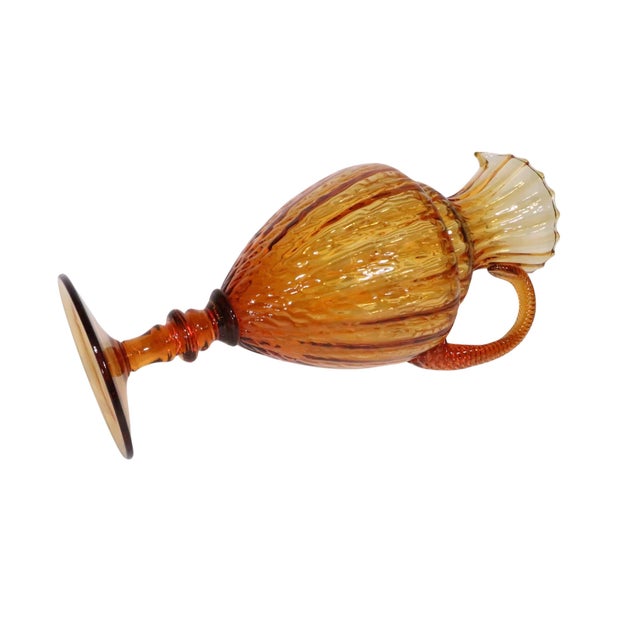 Amber Mid Century Decorative Art Glass Carafe by Empoli C 1960's For Sale - Image 8 of 13