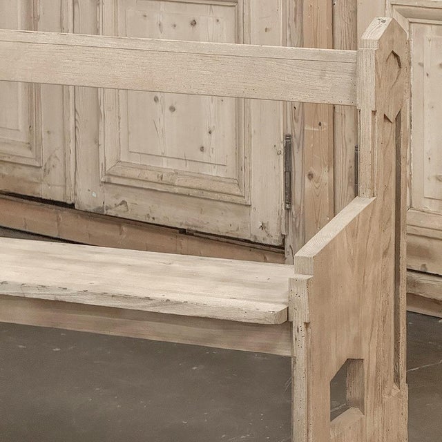 19th Century Gothic Revival Stripped Oak Church Bench For Sale - Image 10 of 18