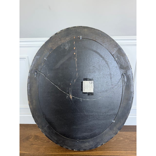 1970s Vintage Magnussen “Presidential” Round Wall Mirror – Sculptural Wood & Mosaic Frame For Sale - Image 5 of 5