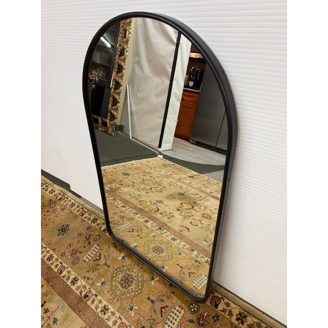 Contemporary Rejuvenation Arched Metal Framed Mirror, Burnished Brass For Sale - Image 3 of 12