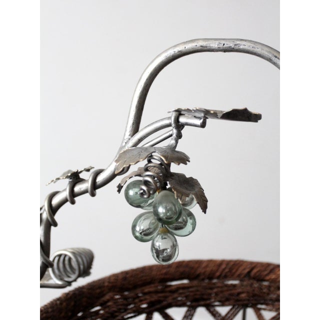 Farmhouse Vintage Large Grapevine Basket With Metal Handle For Sale - Image 3 of 18