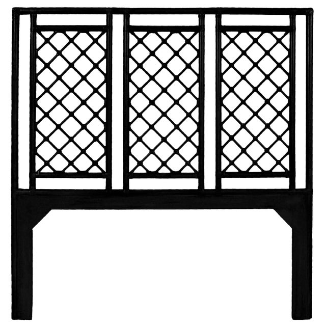 Coastal X & Diamond Headboard Queen - Black For Sale - Image 3 of 3