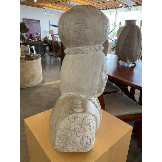 Tan Doug Hyde Stone Sculpture of an American Inuit For Sale - Image 8 of 13