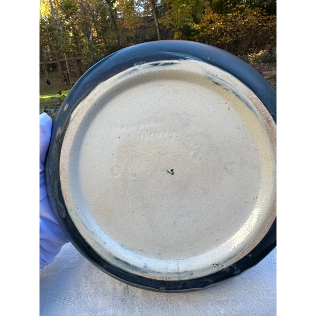 1910s Arts & Crafts Hampshire Pottery Blue & Green Matte "Peacock" Glaze Bulb Bowl For Sale - Image 17 of 17