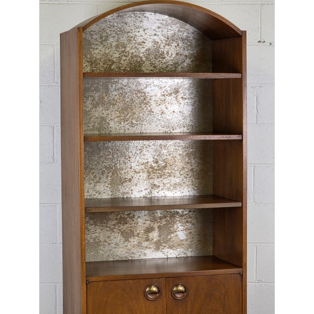 Founders Furniture Company Walnut Arch Top Mid 20th Century Cabinet For Sale - Image 4 of 6