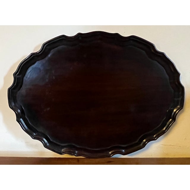 Brown Antique Early 19th Century English George III Carved Mahogany Oval Serving Tray For Sale - Image 8 of 11