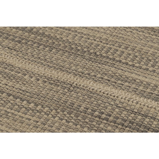 2010s Rug & Kilim's Accent Kilim, Beige and Gray Textural Stripes For Sale - Image 5 of 8