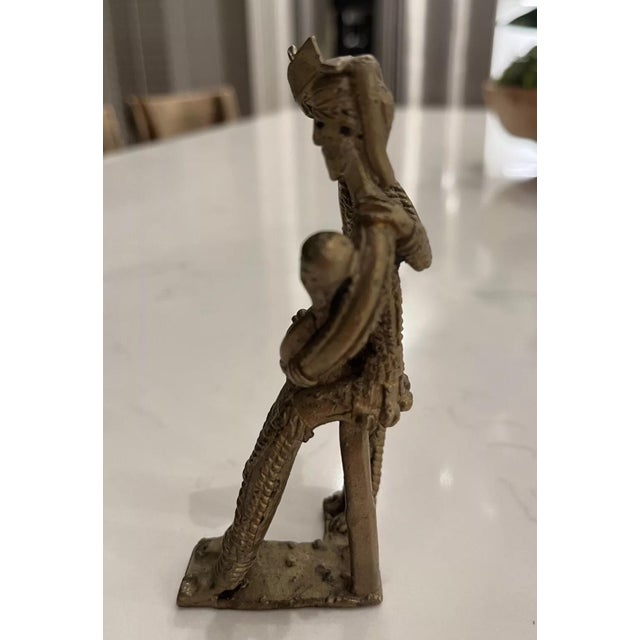 Tribal Vintage Bronze Tribal Sculpture Statue of Family For Sale - Image 3 of 7
