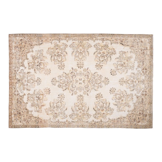 Vintage Oversize Turkish Oushak Rug With Soft Color 6'11" X 10'6" For Sale