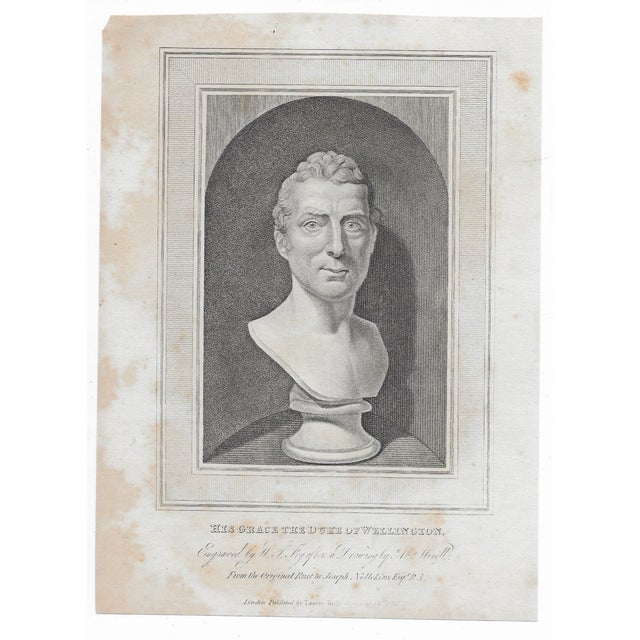 Antique engraving of a marble bust of Arthur Wellesley, 1st Duke of Wellington (1769-1852) by sculptor Joseph Nollekens...