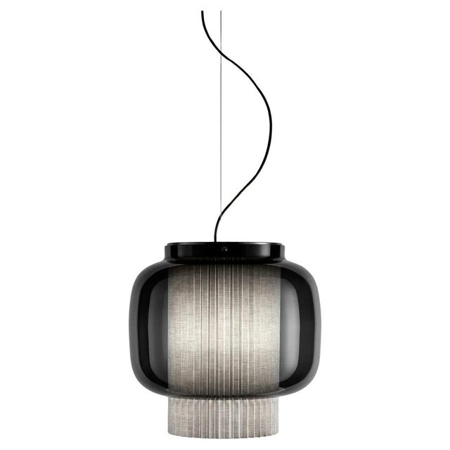 Beige Beige Textile Manila T Pe Suspension Lamp in Steel and Glass by Sebastian Herkner for Parachilna For Sale - Image 8 of 14