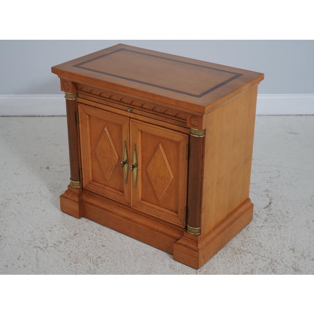 Neoclassical Pair Neoclassical Satinwood Finish 2 Door Nightstands For Sale - Image 3 of 18