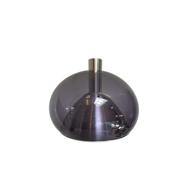 Dutch Space Age Mushroom Pendant Lamp in Grey-Blue Smoked Acrylic with Metal Insert from Dijkstra For Sale - Image 3 of 7
