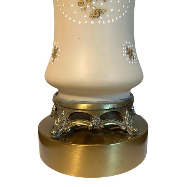 Mid 20th Century Hollywood Regency Moriage Satin Glass & Brass Urn Table Lamps - A Pair For Sale - Image 4 of 5