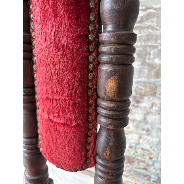 Vintage Spanish Revival Prayer Chairs With Red Velvet Upholstery – Pair For Sale - Image 18 of 18